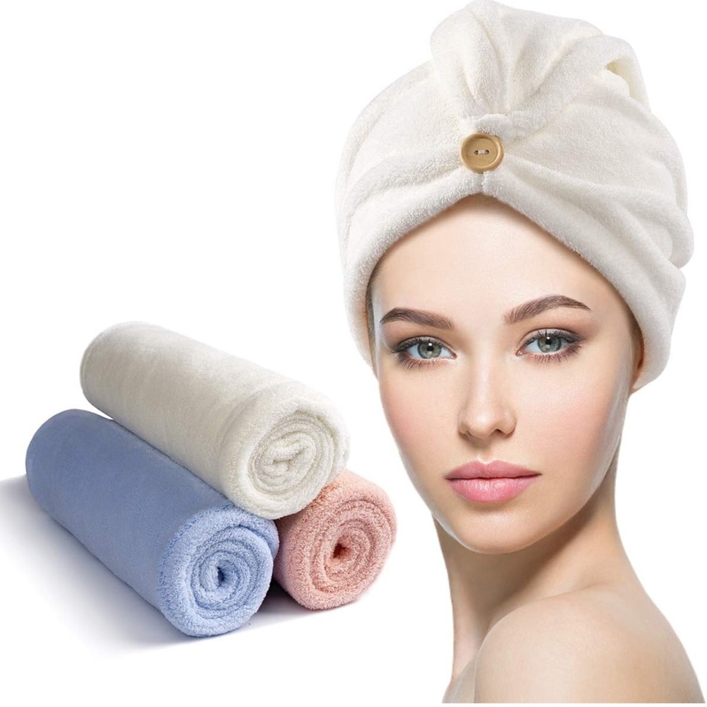 Luxury Bath Towel Set - Cream, Blue, and Pink
